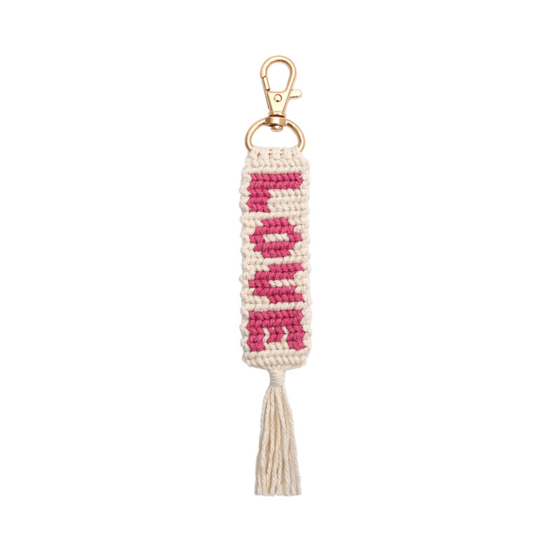 Wholesale Boho Braided Tassel Hand Made Alphabet Keychain Valentine's Day OLY-KC-JM004