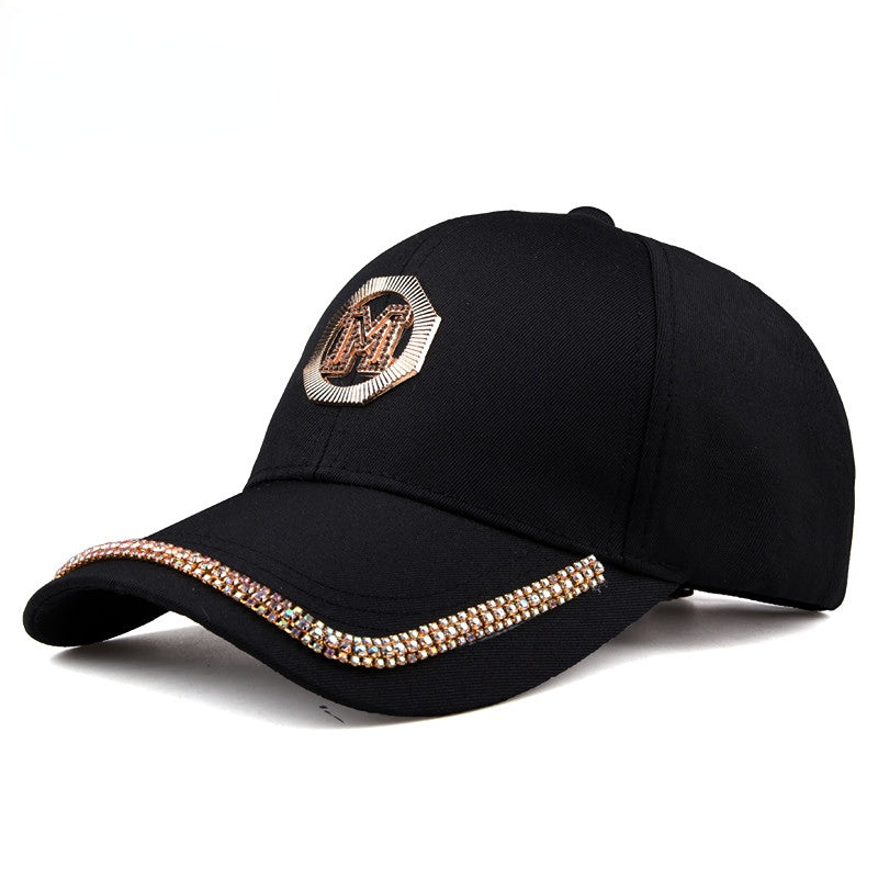 Wholesale Acrylic Diamond M Standard Visor Baseball Cap