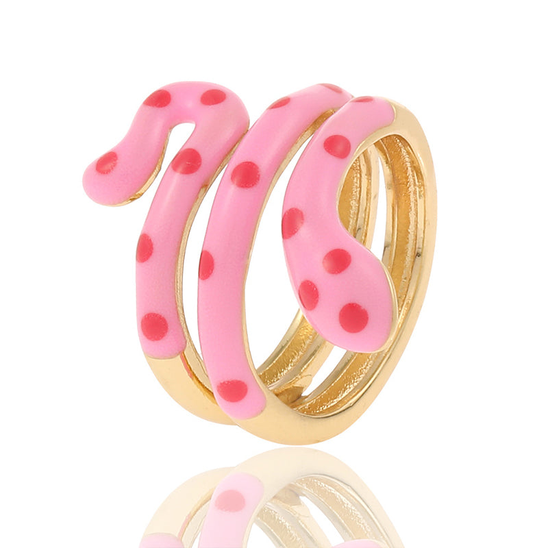 Wholesale Ring Copper Plated Real Gold Snake Enamel Adjustable OLY-RS-HX001