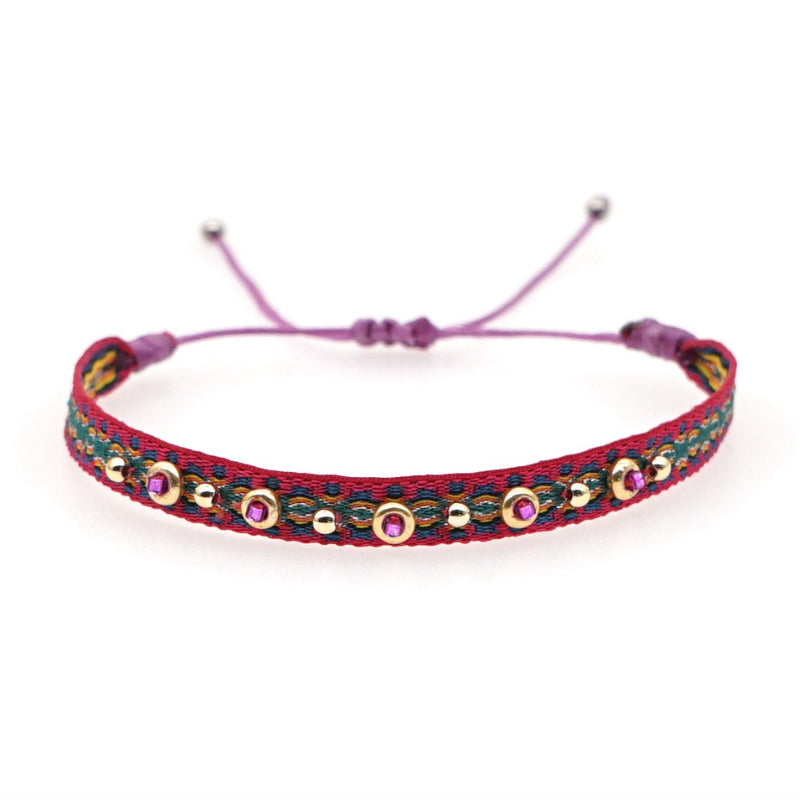 Venta al por Mayor Pulsera Cristal Vintage Español Étnico Arte Bohemio OLY-BT-GBH005