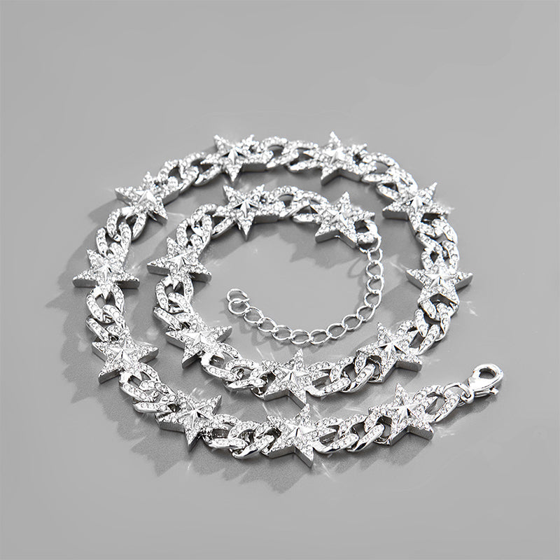 Wholesale Necklaces Alloy Hip Hop Pentagram Cuban Chain Necklace OLY-NE-XD001