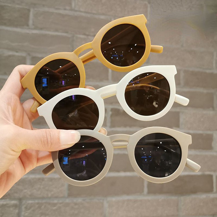 Wholesale Cream Color Kids Versatile Round Frame PC Sunglasses