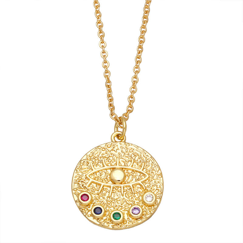 Wholesale Necklace Copper 18K Gold Plated Zircon Enamel Devil Eye OLY-NE-AS012