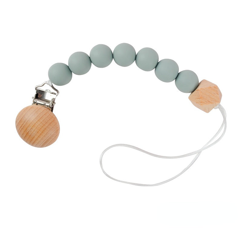 Venta al por mayor Suministros para bebés con cadena de mordedura de haya de silicona para bebés