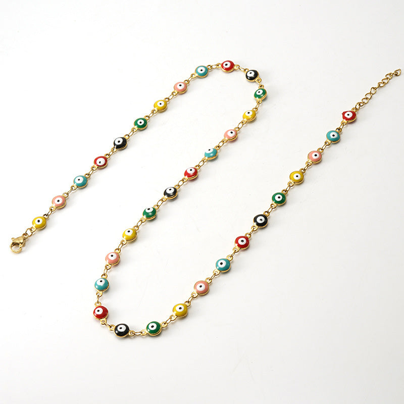 Wholesale 18K Stainless Steel Bohemian Color Block Necklace OLY-NE-ZY003