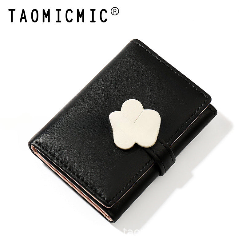 Wholesale Cute Little Flower Student Short Three Fold Ladies Pu Wallet