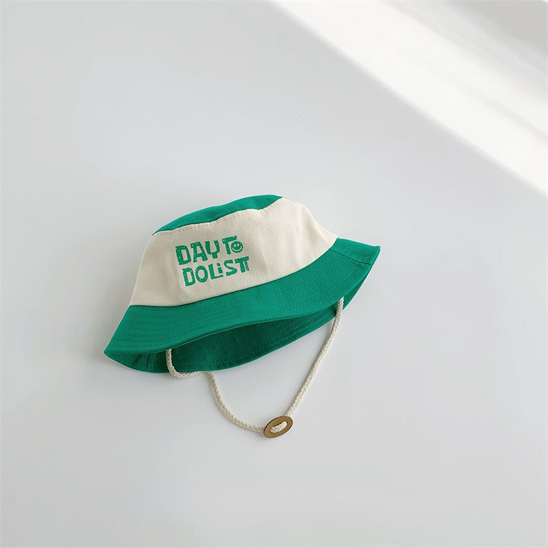 Venta al por mayor algodón Colorblock alfabeto impresión niños cubo sombrero