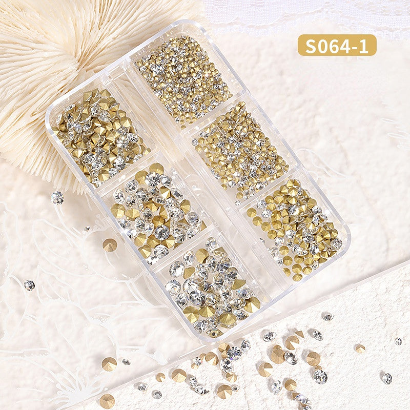 Wholesale Manicure Full Sky Star Pointed Bottom Diamond Glass 6-cell Mixed Package