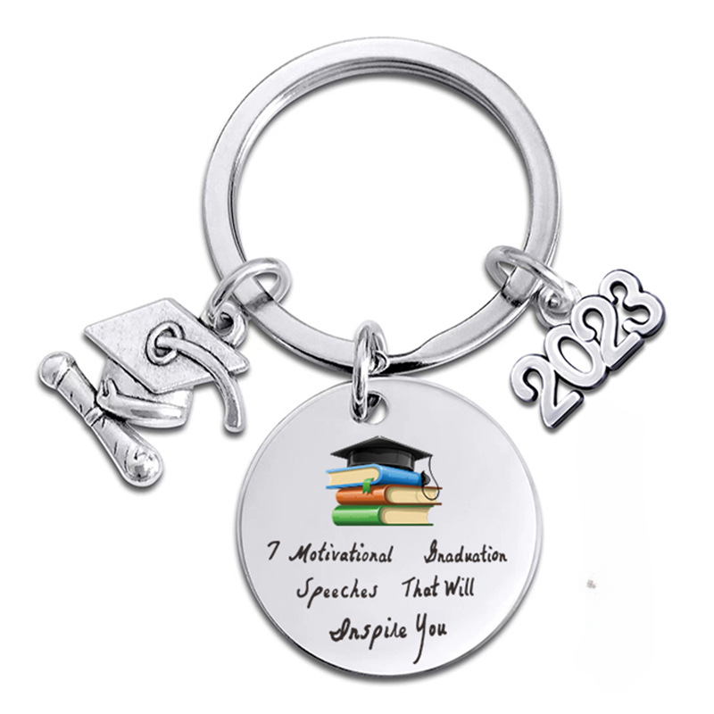 Wholesale Season of Graduation Gift Color Printing Doctor Hat Stainless Steel Key Chain
