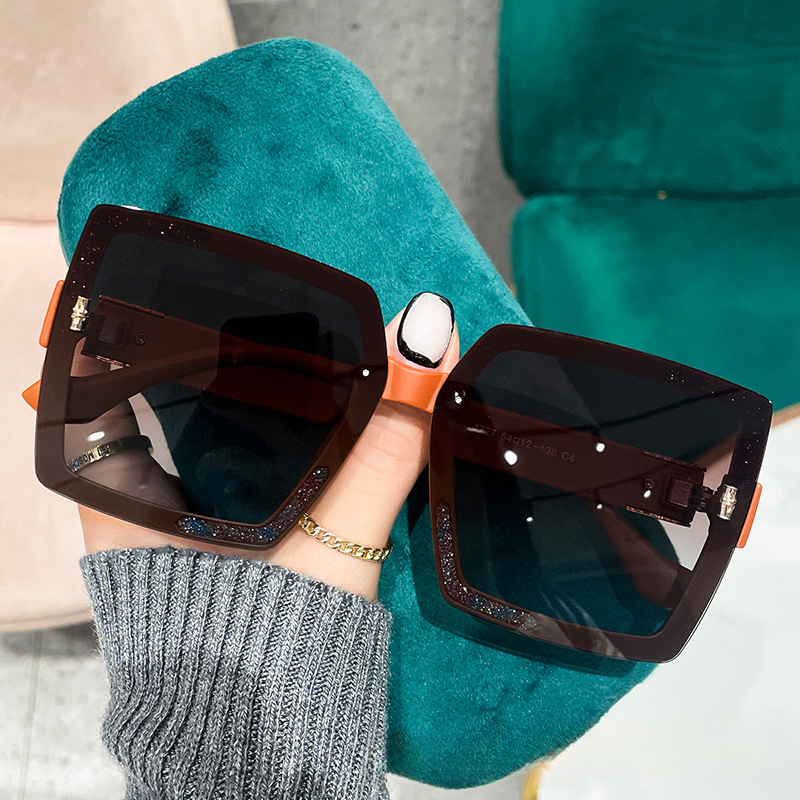 Wholesale Square Set Glitter Pink Large Frame Gradient PC Sunglasses