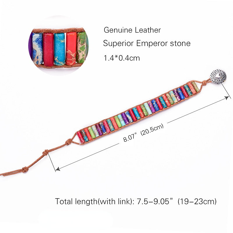 Wholesale Colorful Seven Vein Stone Leather Buckle Bracelet