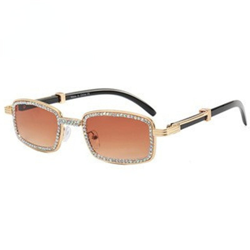Wholesale PC Small Square Frame with Diamond Unisex Sunglasses