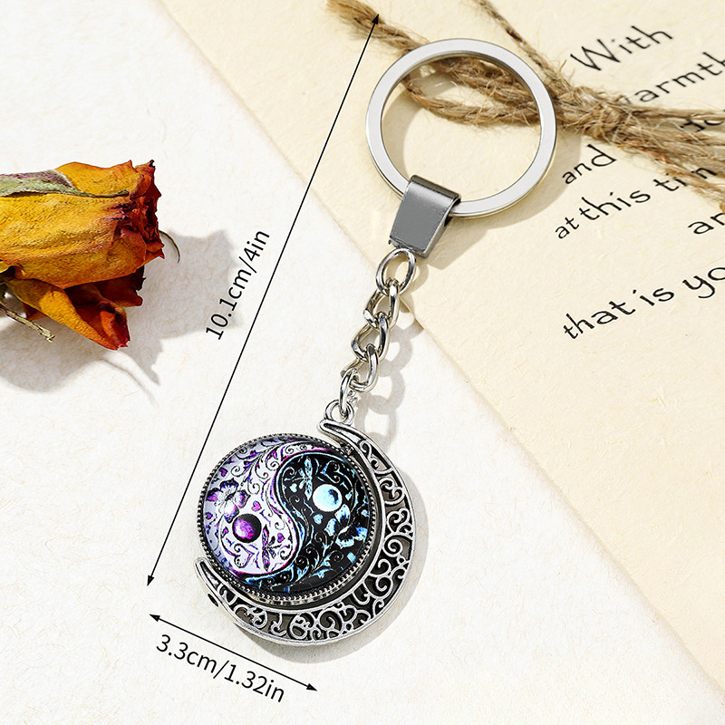 Mariposa al por mayor Yin Yin Yang Tai Chi Keychain de metal rotable
