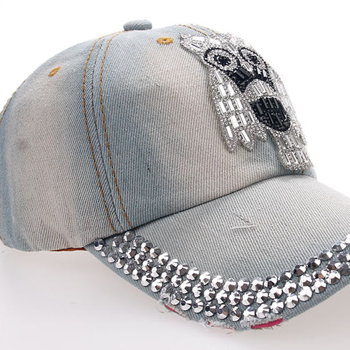 Wholesale Owl Three Row Dot Drill Denim Baseball Cap