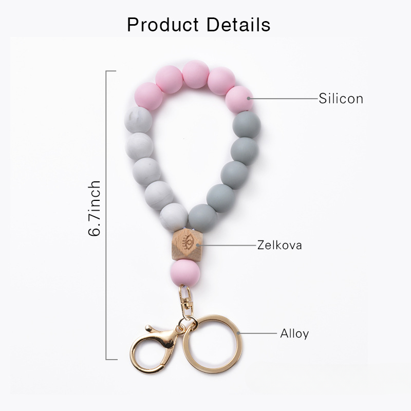 Wholesale Silicone Beaded Wrist Keychain