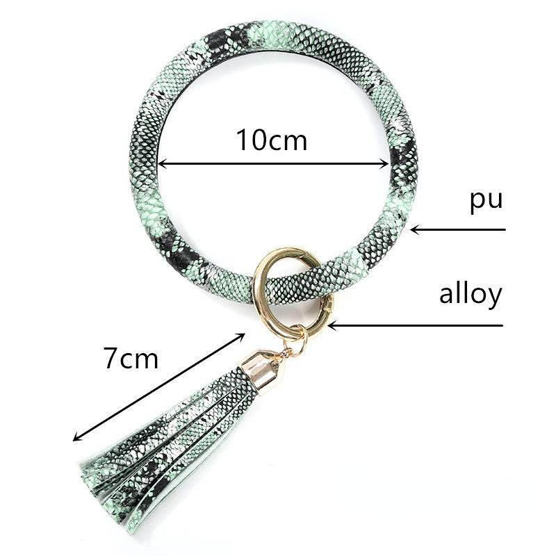 Wholesale PU Leather Snake Pattern Wrist Keychain