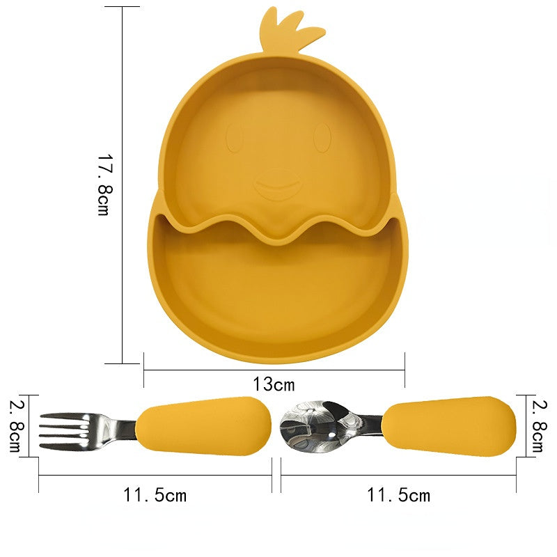 Wholesale Stainless Steel Spoon Fork Silicone Chicken Food Bowl Dinner Plate