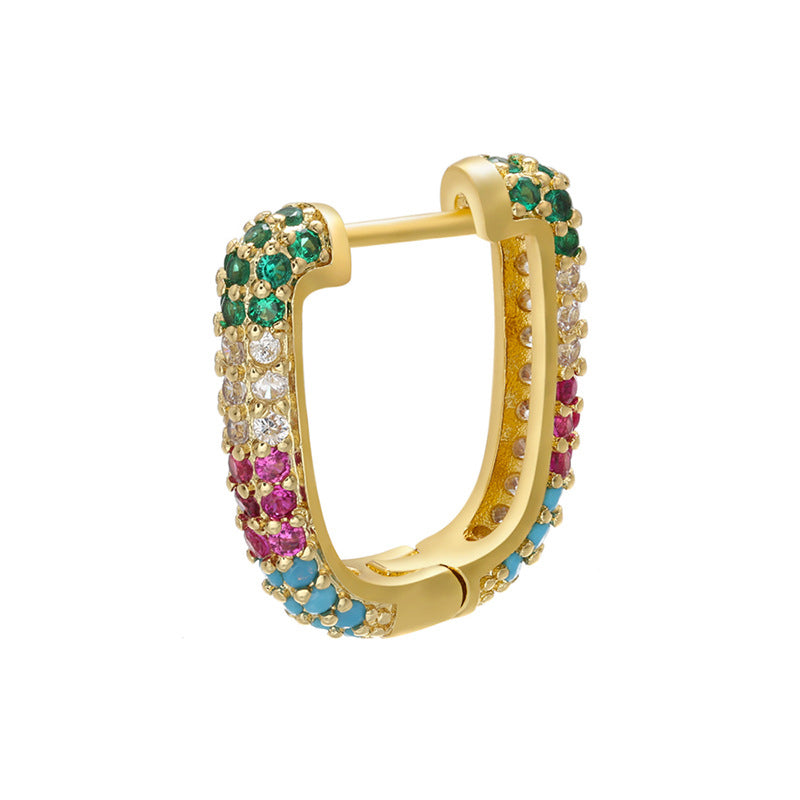 Wholesale Earrings Brass Colorful Round Earrings Women Light Luxury OLY-ES-BJ002