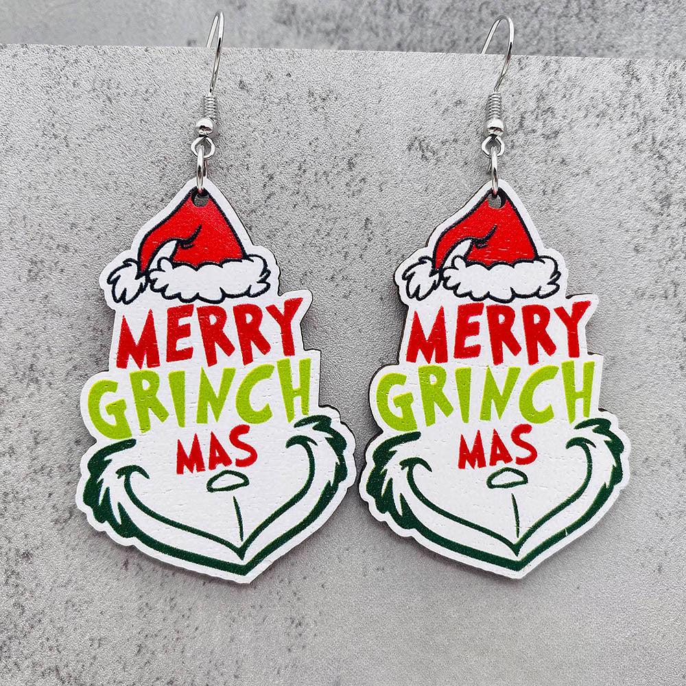 Wholesale Santa Claus Red Car Gnome Elk Wooden Earrings