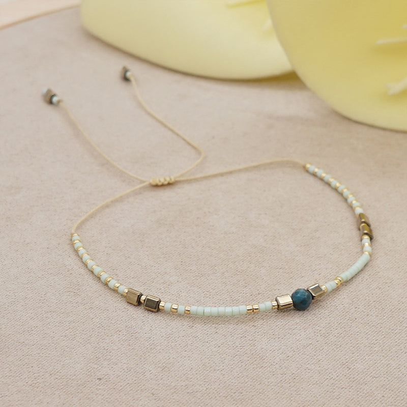 Venta al por mayor Pulsera Cristal Simple Boho Moda Arroz Granos Hecho A Mano OLY-BT-GBH002