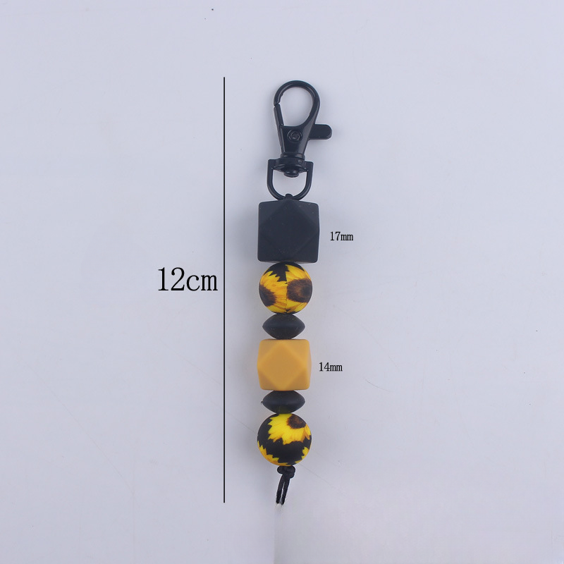 Llavero con cuentas de leopardo de silicona al por mayor