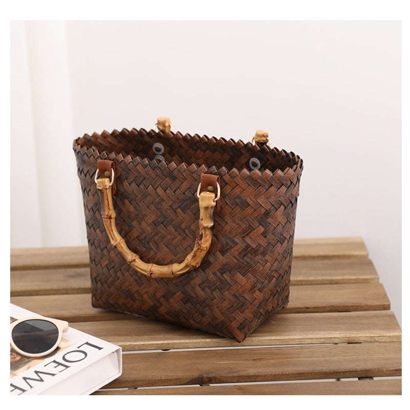 卸売レトロフランスの大容量わら織バッグ