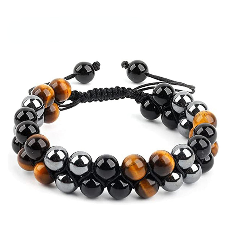 Wholesale Double-layer Black Agate Men's Bracelet