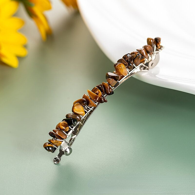 Wholesale Natural Crystal Gravel Metal Hair Clips