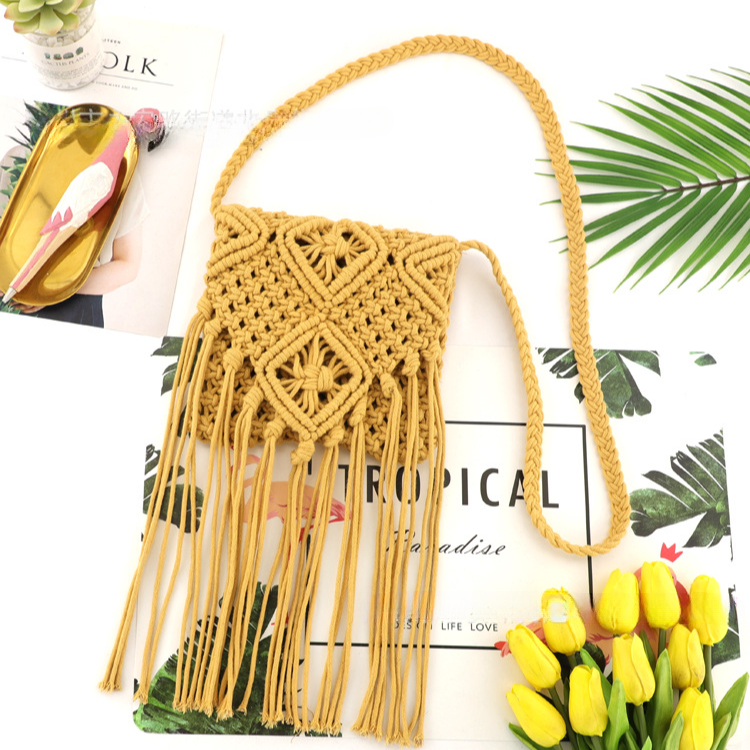 Bolsas de borla tejida de hilo de algodón al por mayor de algodón