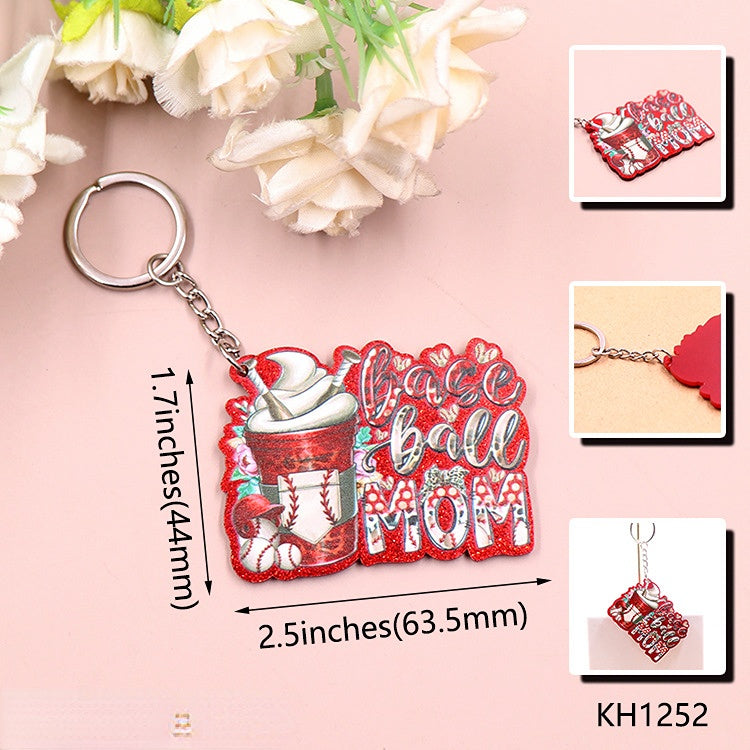 Wholesale mama Acrylic Baseball Ice Cream Keychains