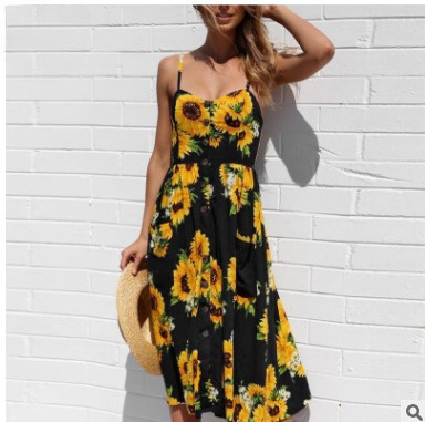 Vestidos De Poliéster Con Patrón De Girasol al por mayor