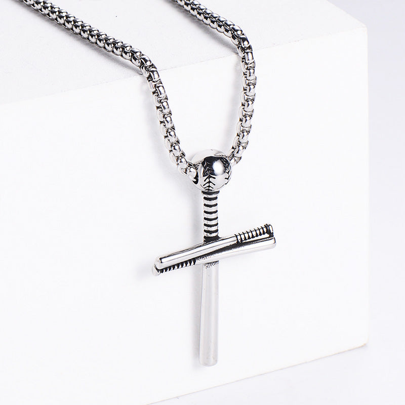 Wholesale Necklace Electroplated Stainless Steel Baseball Cross OLY-NE-AIMILUO001
