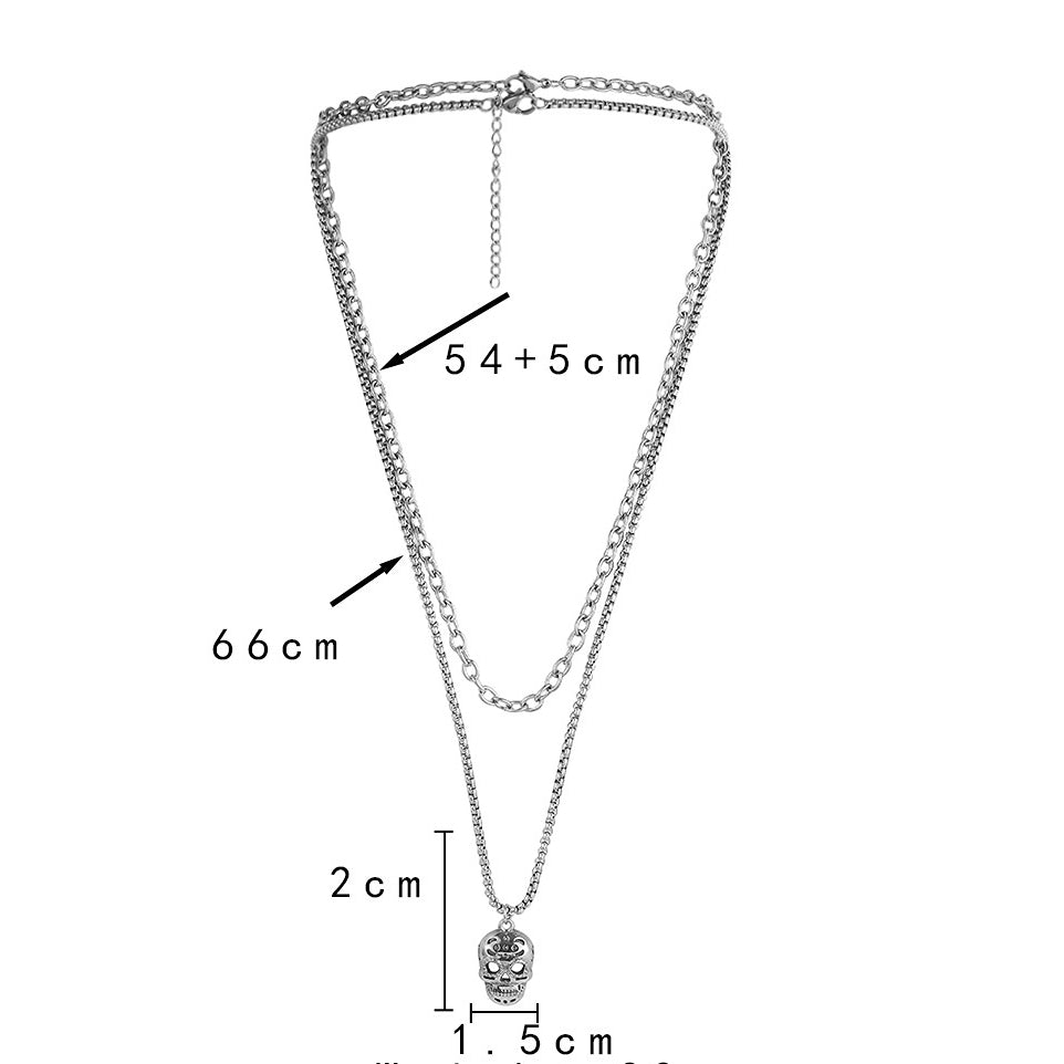 Wholesale Stainless Steel Double Skull Pendant Men Necklace