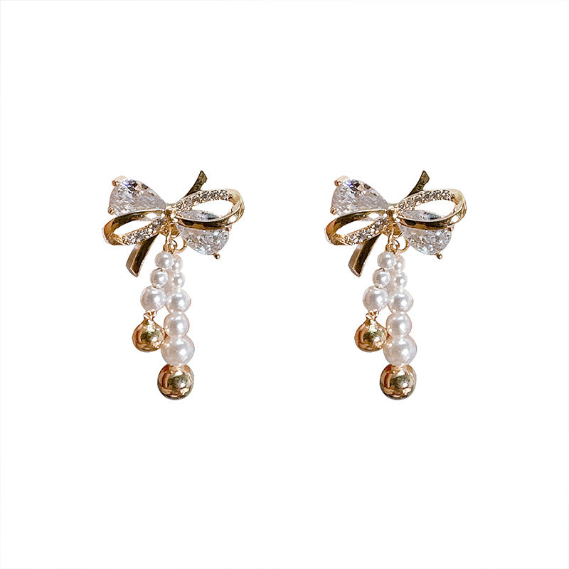 Venta al por Mayor Aretes de Perlas Bowknot OLY-ES-FL005