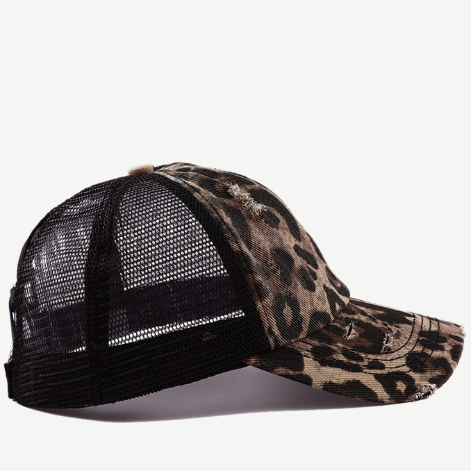 Wholesale Cotton Leopard Camouflage Ponytail Baseball Cap