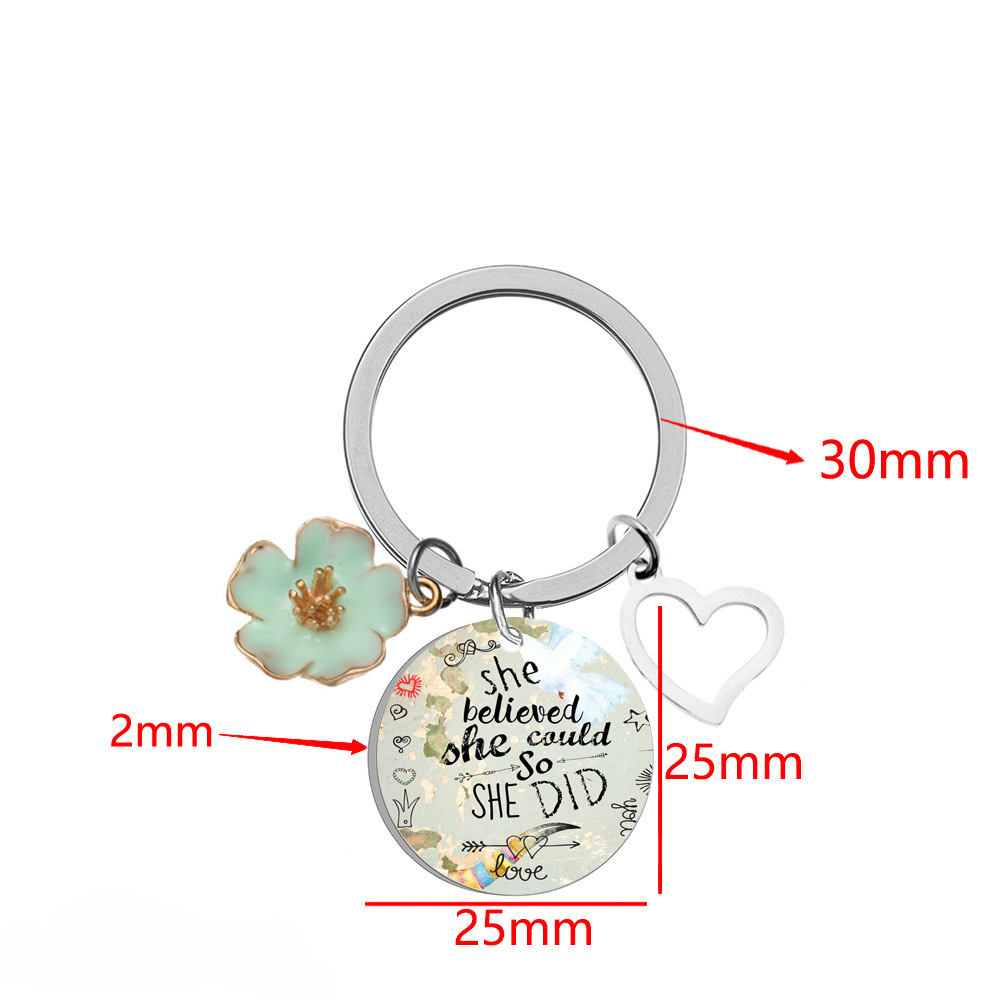 Llavero de corazón de pétal rosa de acero inoxidable al por mayor