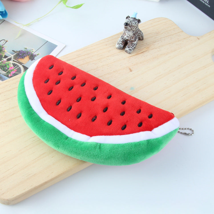 Wholesale Cute Watermelon Fruit Plush Pencil Case