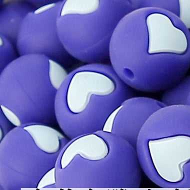 Venta al por mayor 100 Uds corazón de grado alimenticio redondo 15mm cuentas de silicona