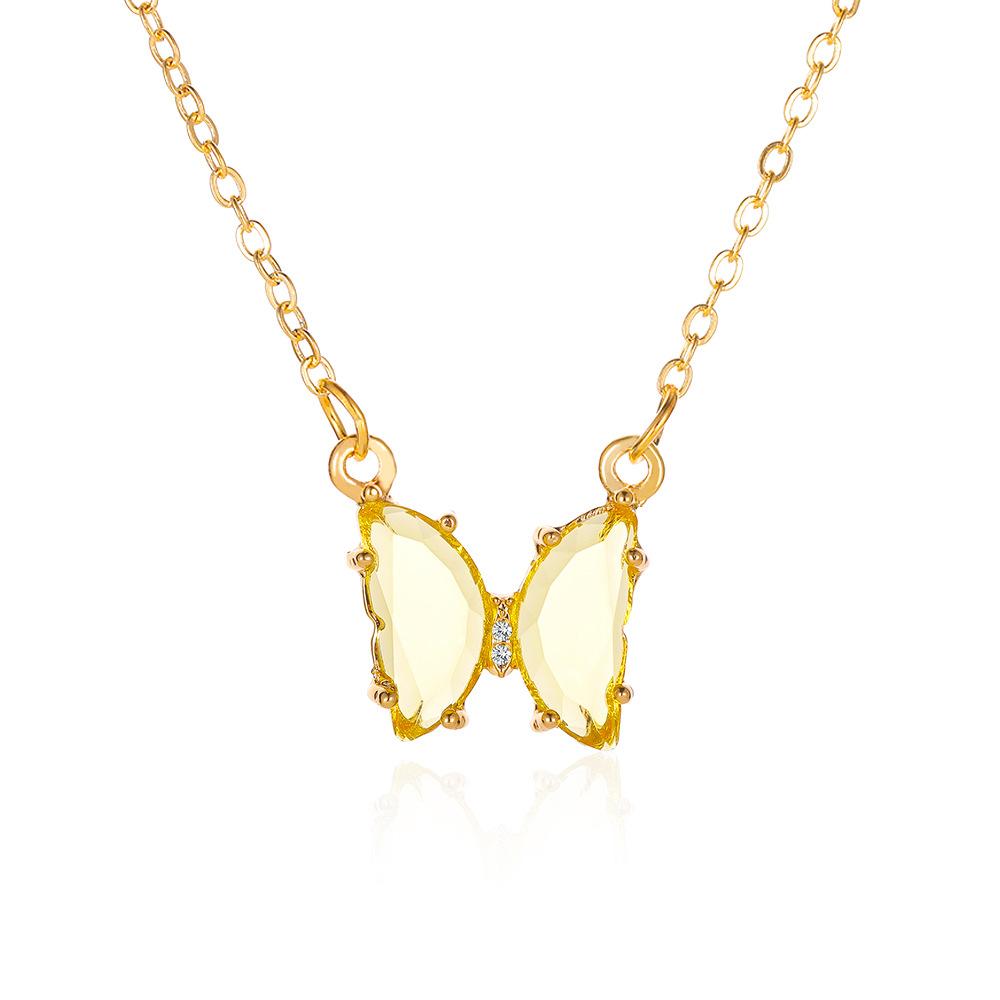 Wholesale Alloy Glass Butterfly Necklace