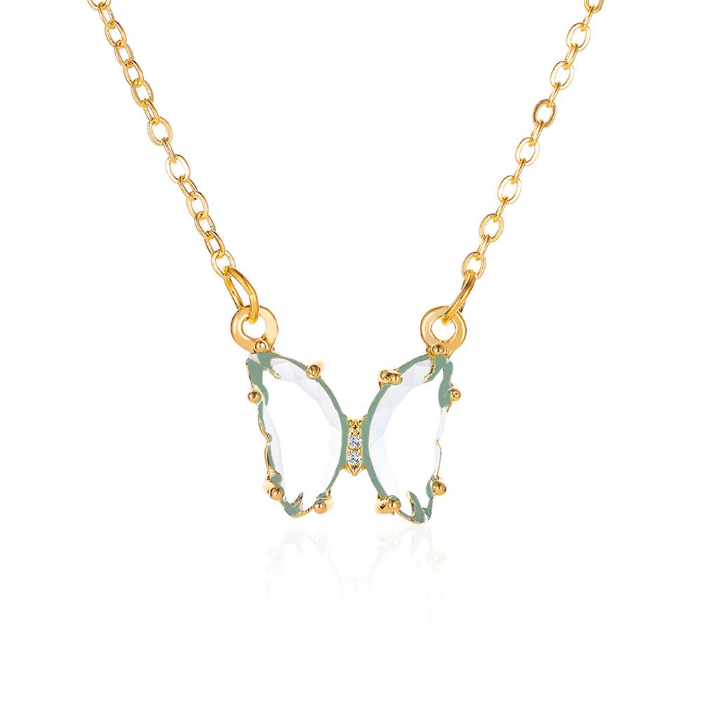 Wholesale Alloy Glass Butterfly Necklace