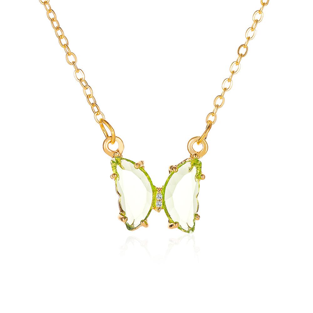 Wholesale Alloy Glass Butterfly Necklace