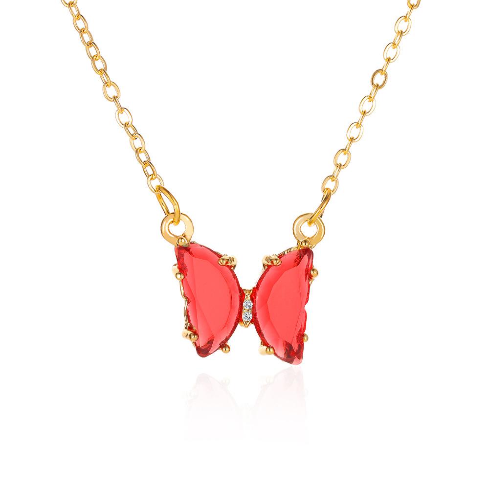 Wholesale Alloy Glass Butterfly Necklace
