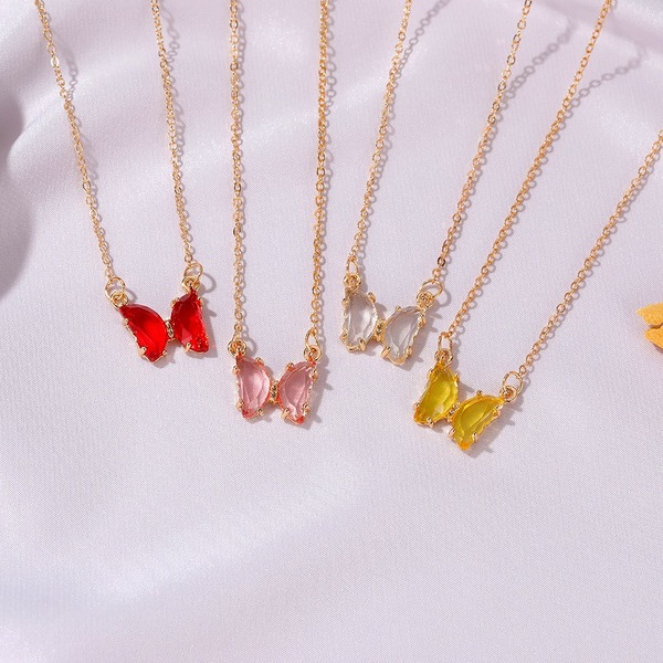 Wholesale Alloy Glass Butterfly Necklace