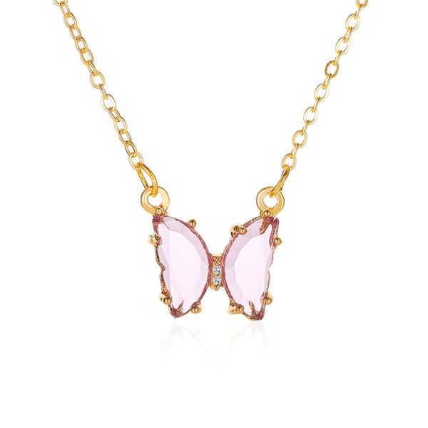 Wholesale Alloy Glass Butterfly Necklace